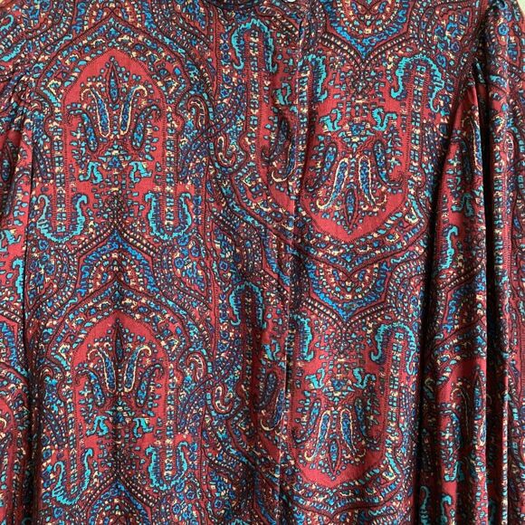 VTG Neiman Marcus Evan-Picone Women's M Blouse Buttons Off Center Paisley Dark - Picture 6 of 10
